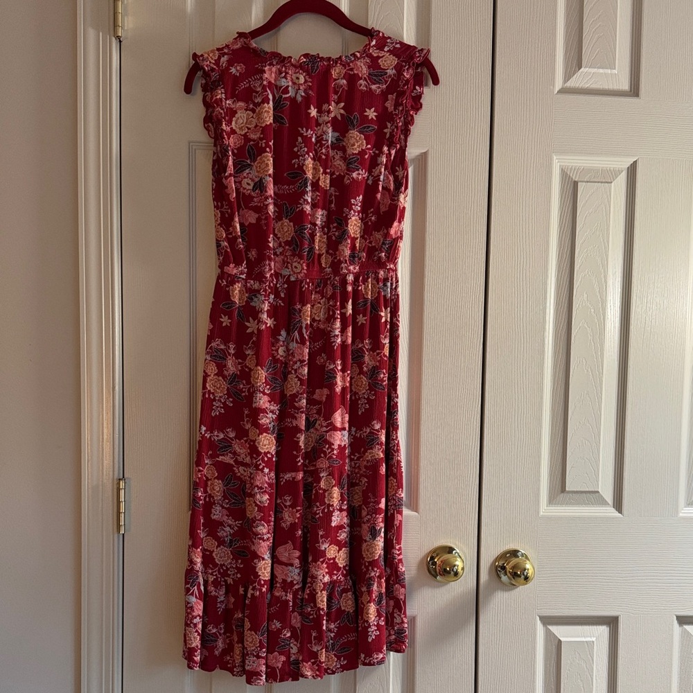 Davina Red Floral Midi Dress - Picture 2 of 8